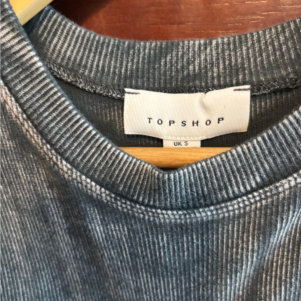 Topshop Charcoal Ribbed Tee - Picture 6 of 6